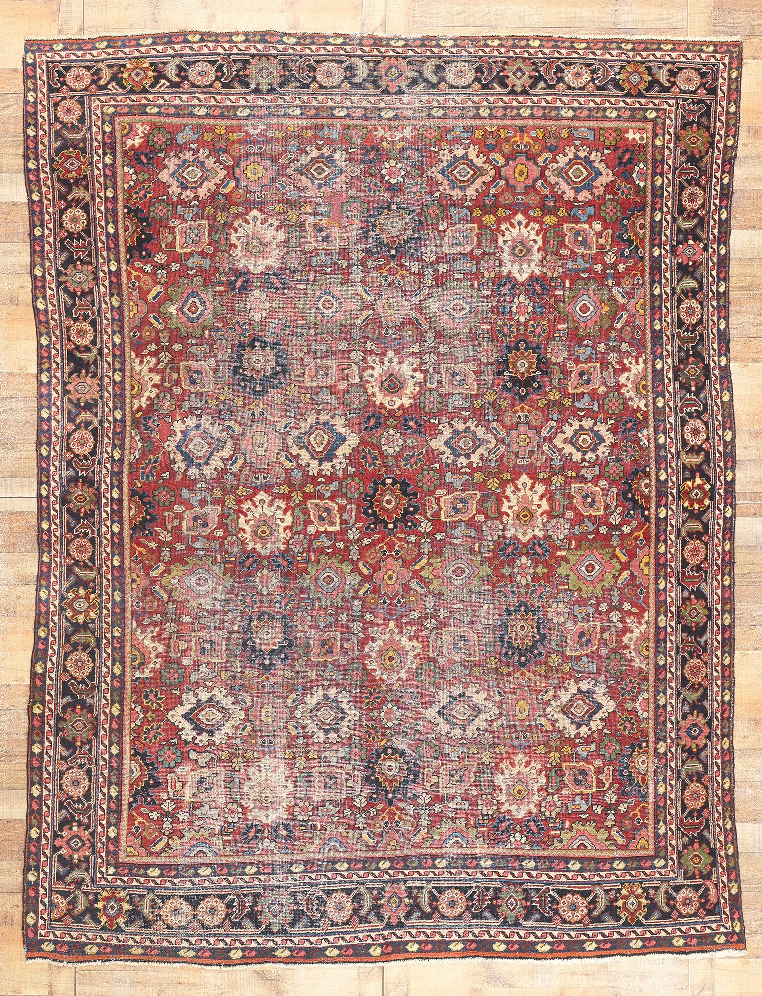 9 x 12 Antique-Worn Persian Mahal Rug 78660