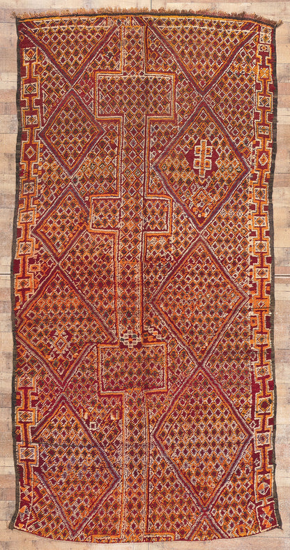 6 x 11 Vintage Orange Beni MGuild Moroccan Rug 21264