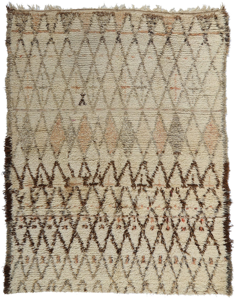 5 x 7 Vintage Neutral Moroccan Beni Ourain Rug 21719