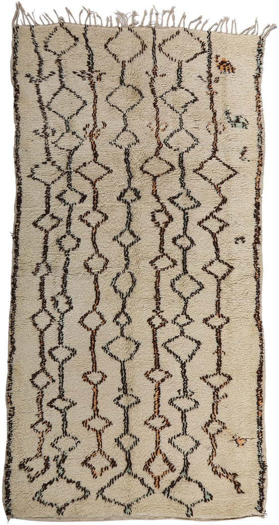 5 x 10 Vintage Neutral Moroccan Beni Ourain Rug 21789