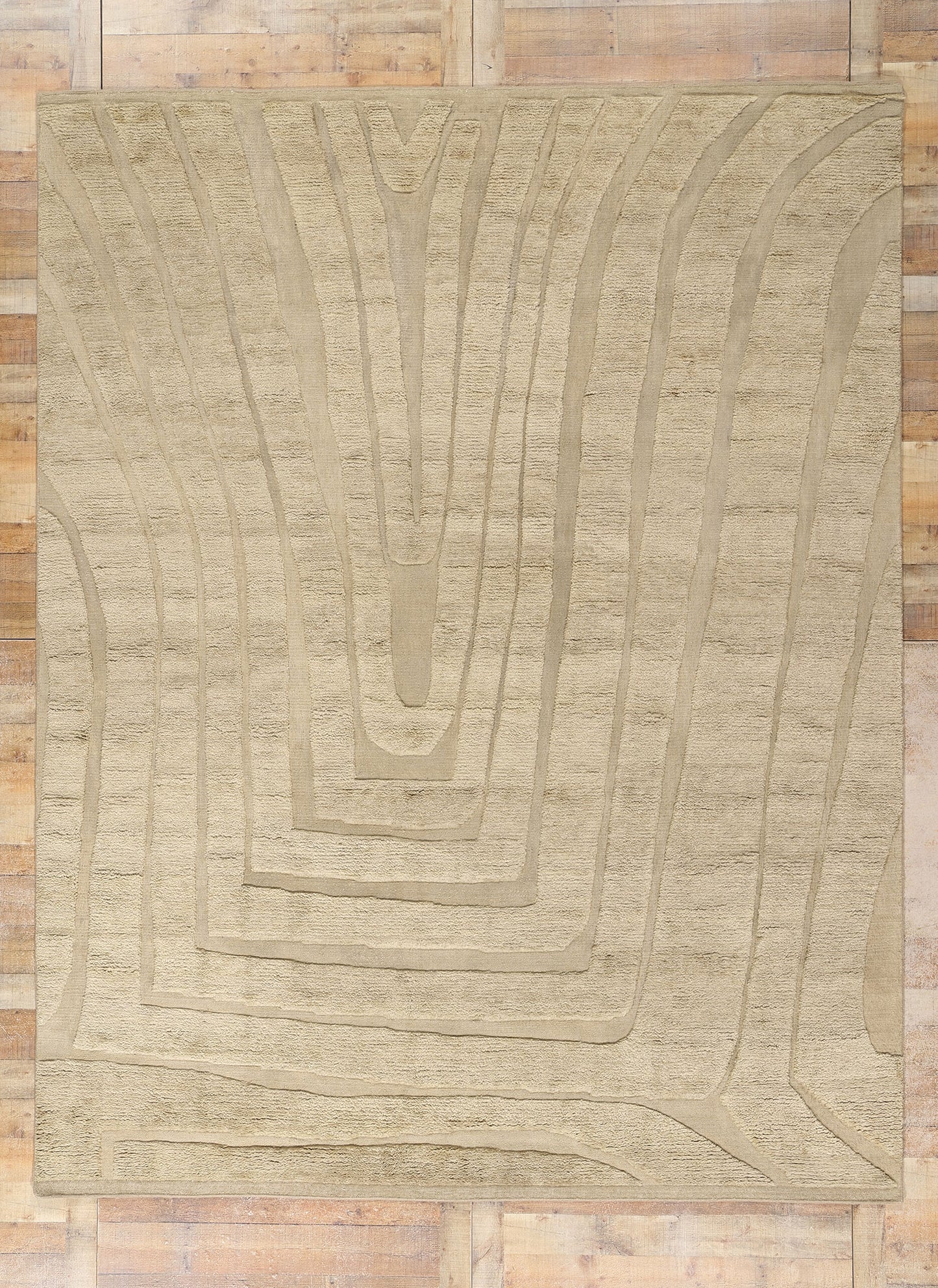 9 x 12 Biophilic Brown Moroccan High-Low Rug 31264