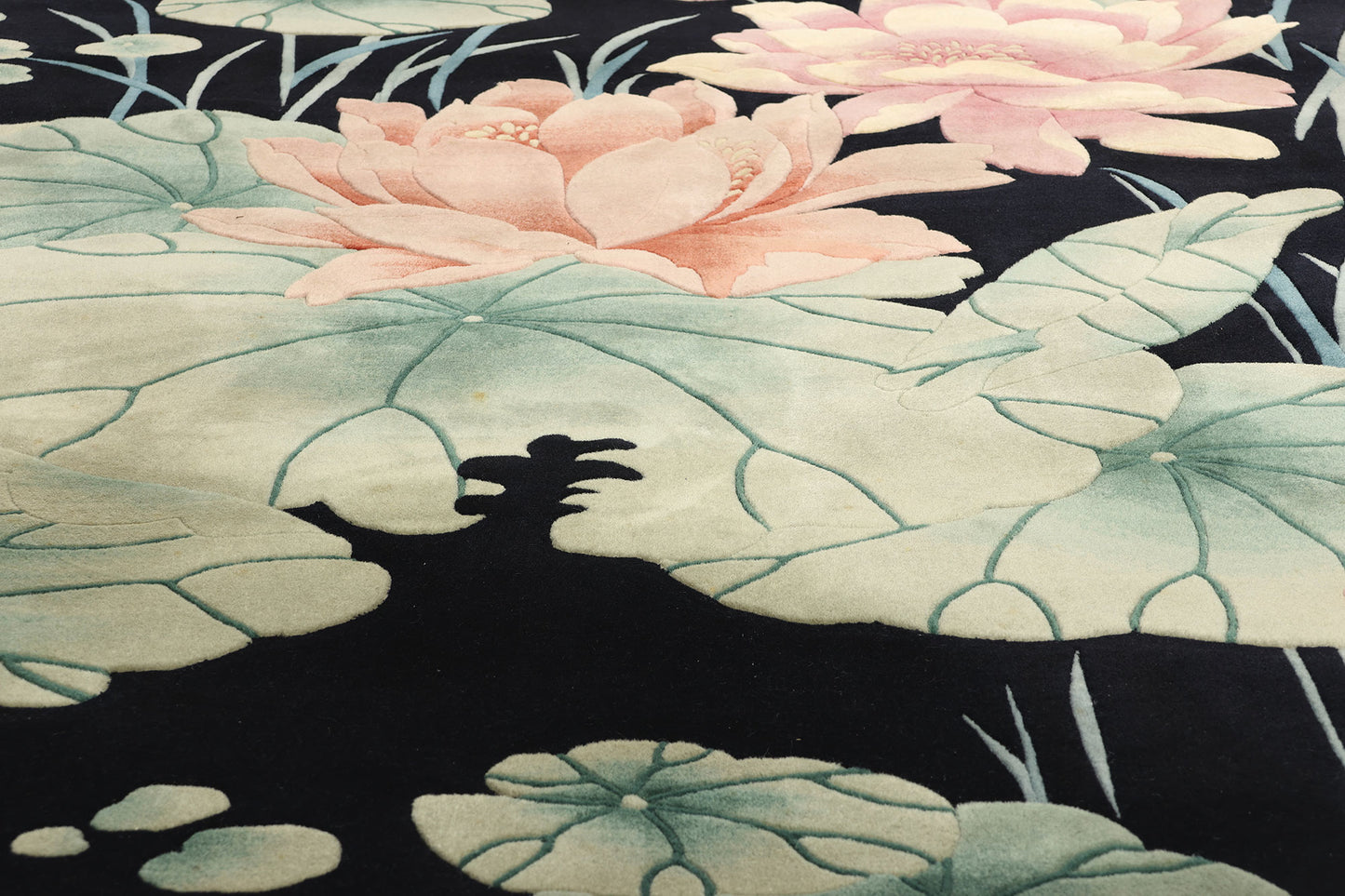 6 x 9 Vintage Black Chinese Art Deco Pictorial Rug 78837