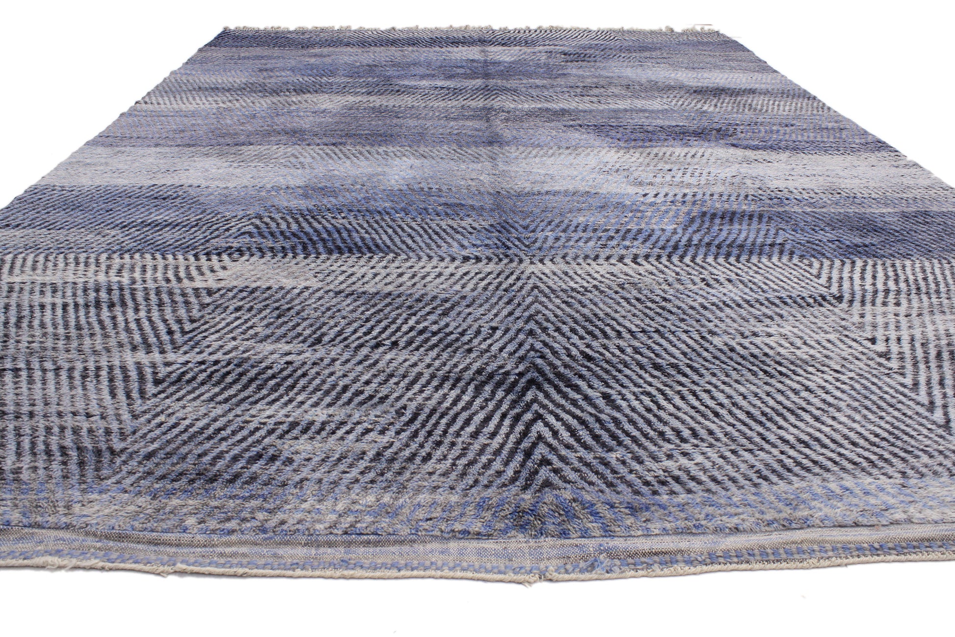 9 x 13 Modern Blue Beni Mrirt Moroccan Rug 20526