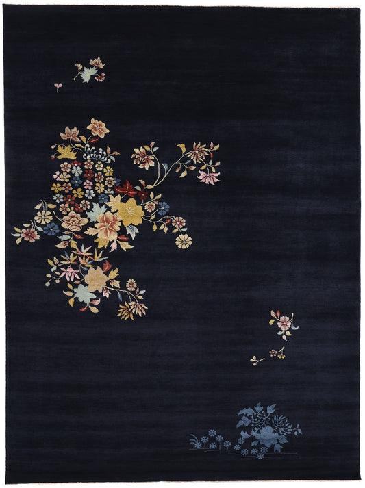 9 x 12 Modern Blue Chinese Art Deco Rug 31087