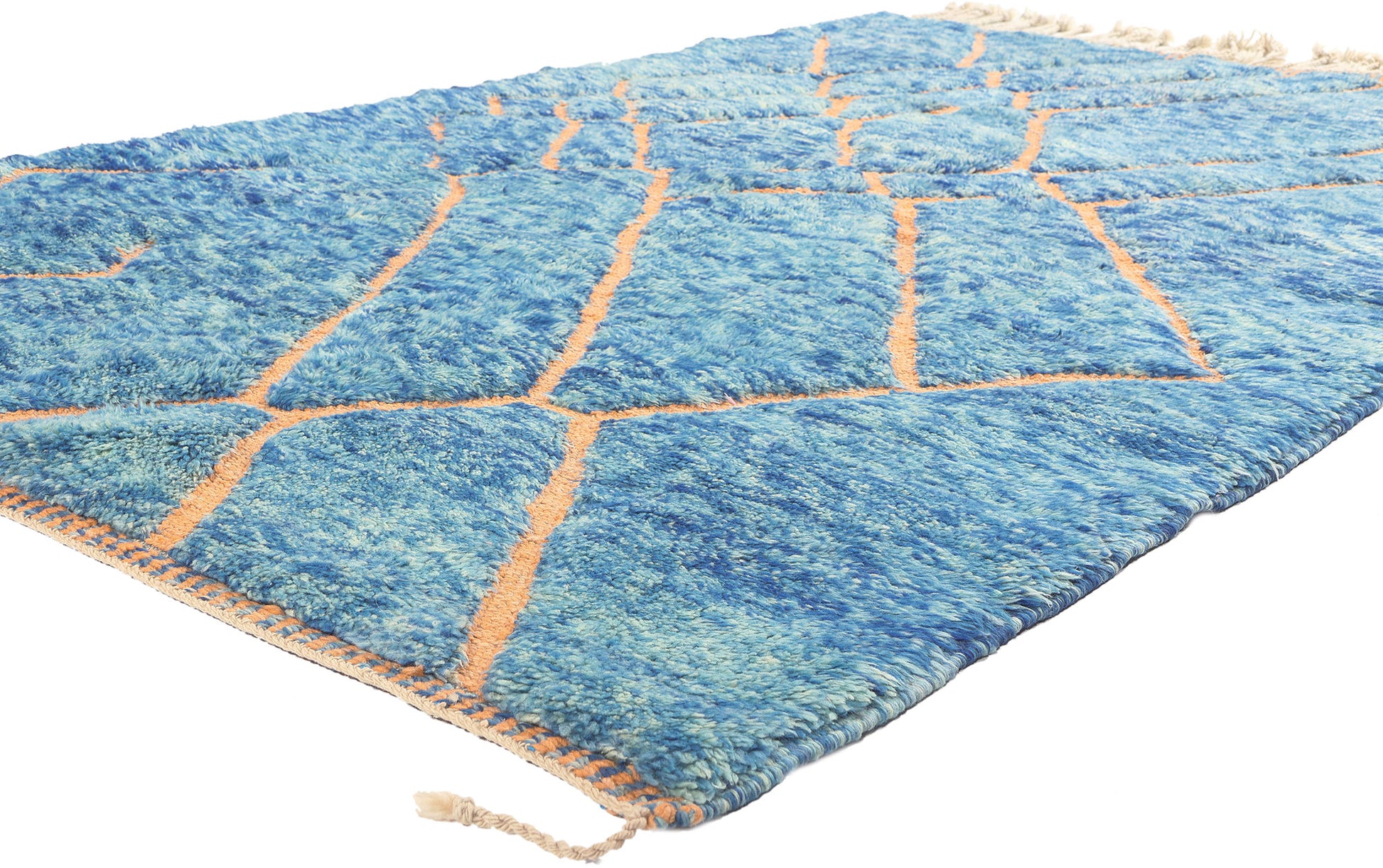 5 x 8 Modern Blue Beni Mrirt Moroccan Rug 21053