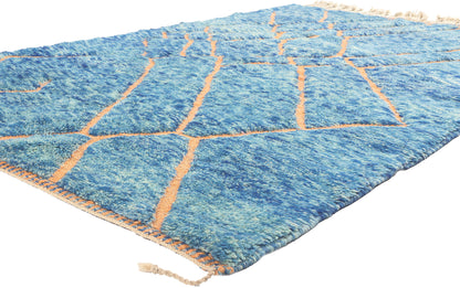 5 x 8 Modern Blue Beni Mrirt Moroccan Rug 21053