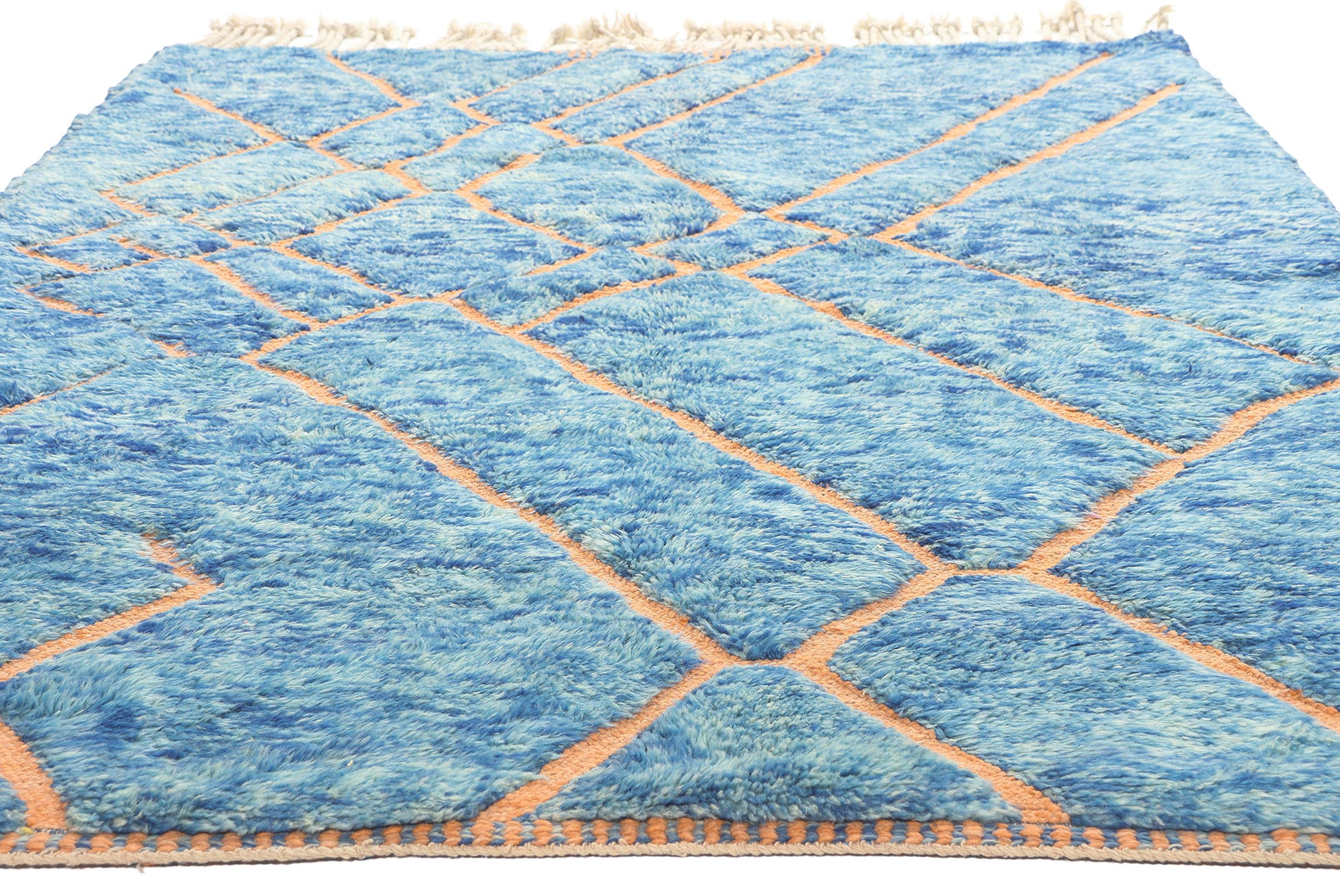 5 x 8 Modern Blue Beni Mrirt Moroccan Rug 21053