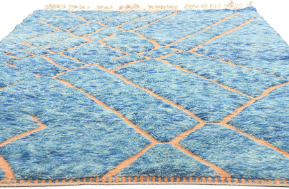 5 x 8 Modern Blue Beni Mrirt Moroccan Rug 21053