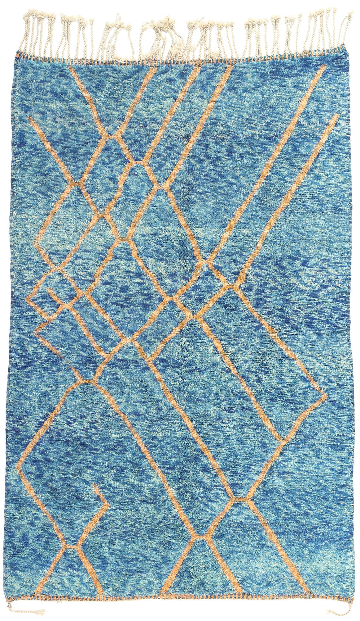 5 x 8 Modern Blue Beni Mrirt Moroccan Rug 21053