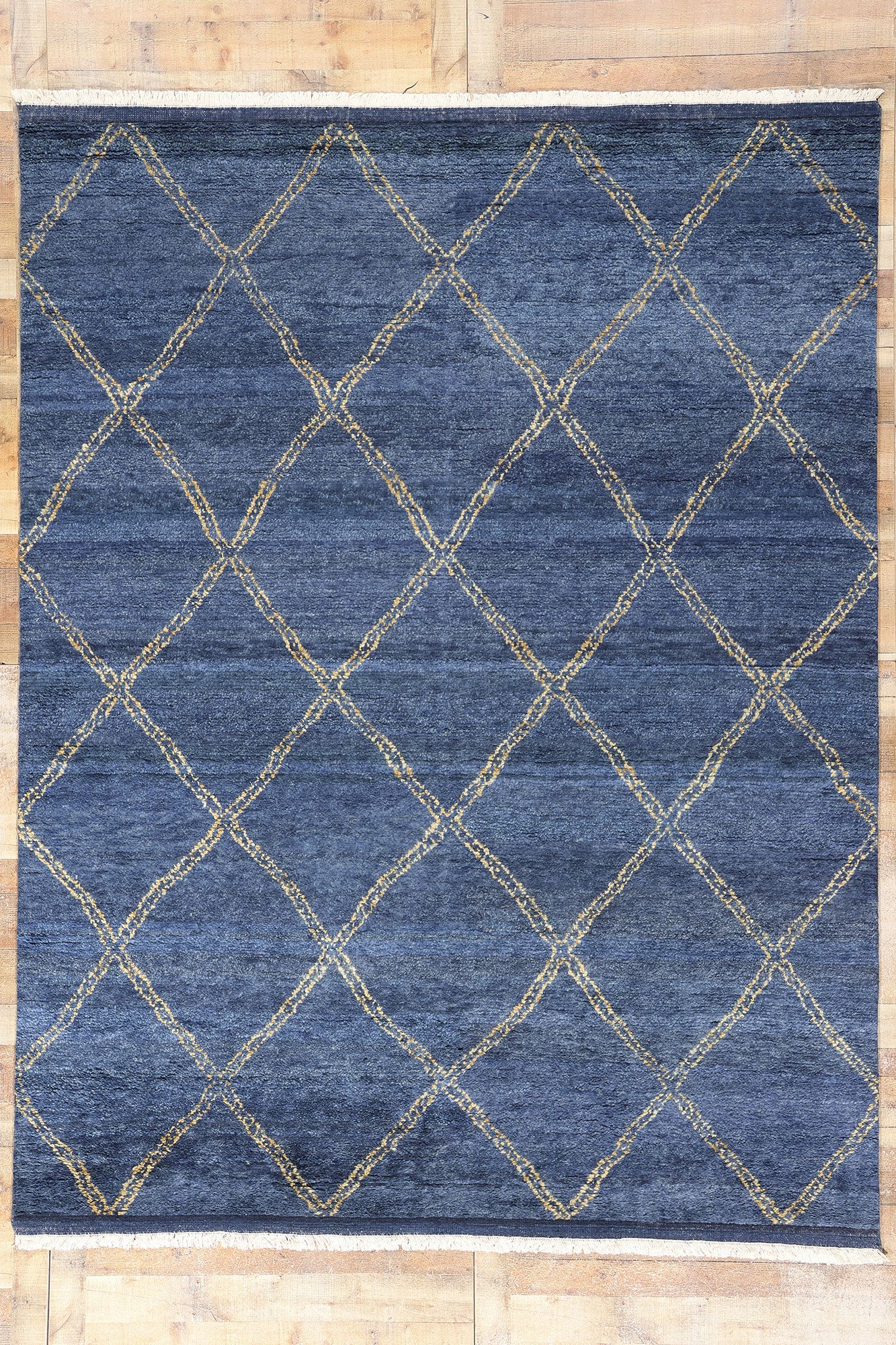 8 x 11 Modern Tribal Dark Blue Moroccan Rug 31222