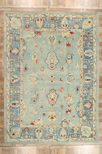 11 x 16 Modern Blue Turkish Oushak Rug 51856