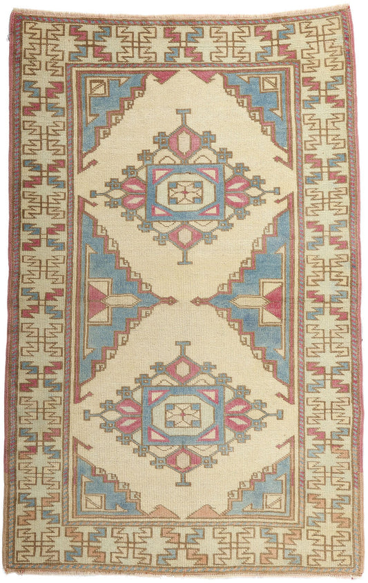 3 x 5 Vintage Blue Turkish Oushak Rug 53926