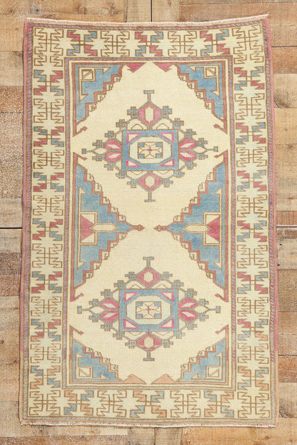 3 x 5 Vintage Blue Turkish Oushak Rug 53926