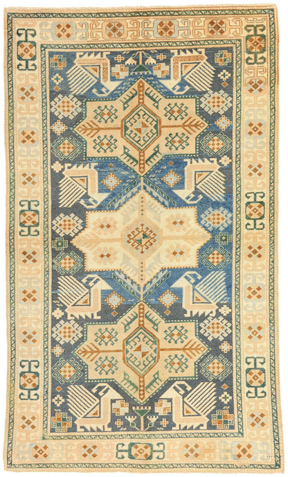 4 x 7 Vintage Blue Turkish Oushak Rug 53702
