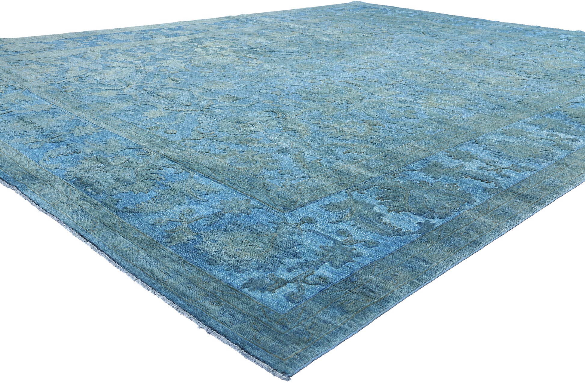 12 x 15 Hand-Carved Textured Blue Overdyed Rug 80935