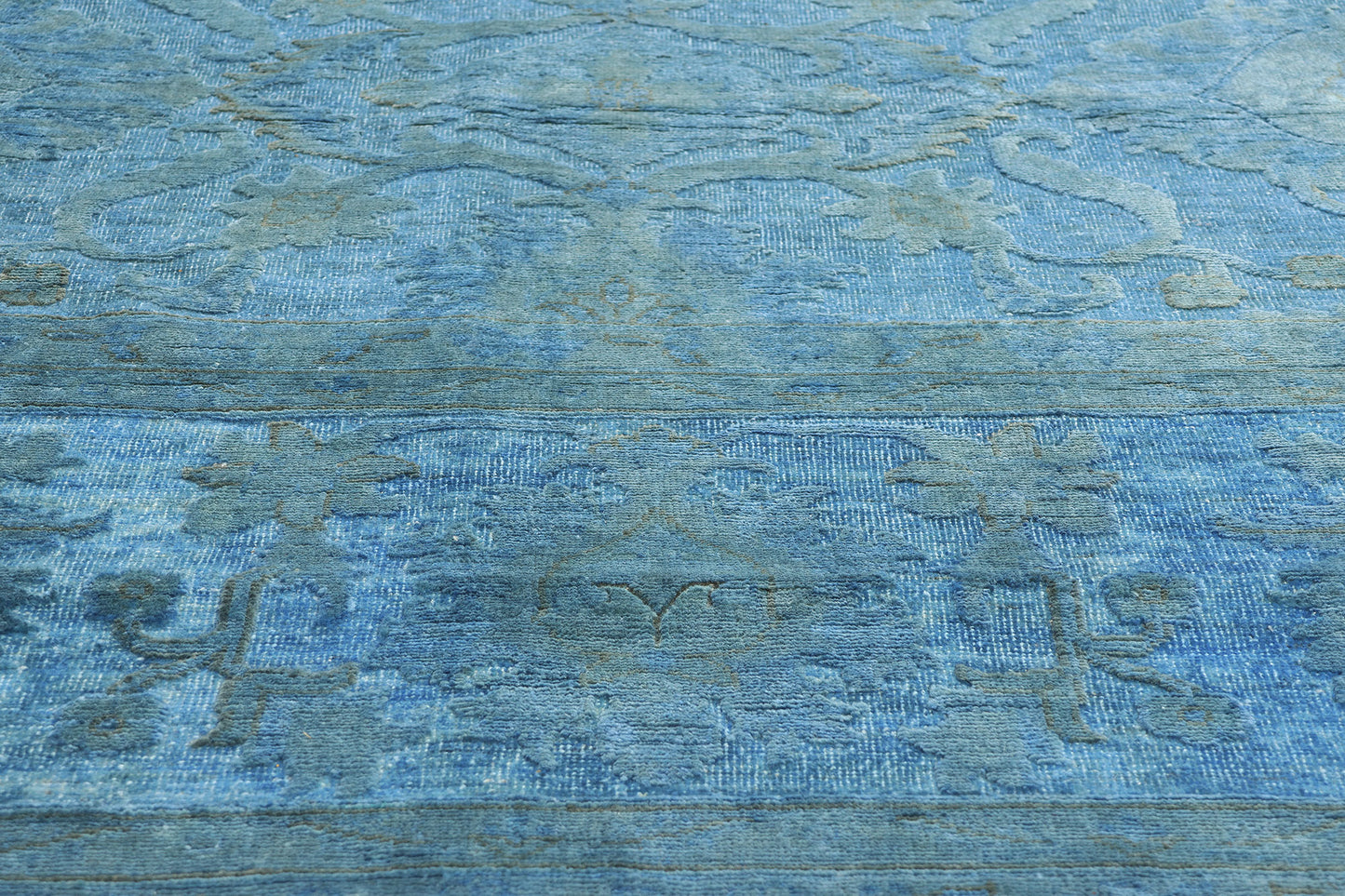 12 x 15 Hand-Carved Textured Blue Overdyed Rug 80935