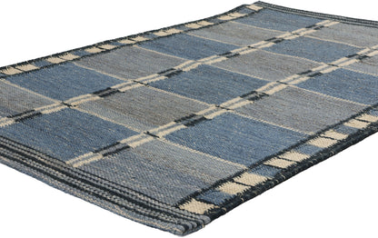 3 x 5 Blue Swedish-Inspired Kilim Rug 30701