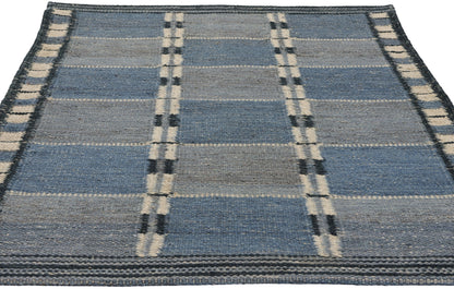3 x 5 Blue Swedish-Inspired Kilim Rug 30701