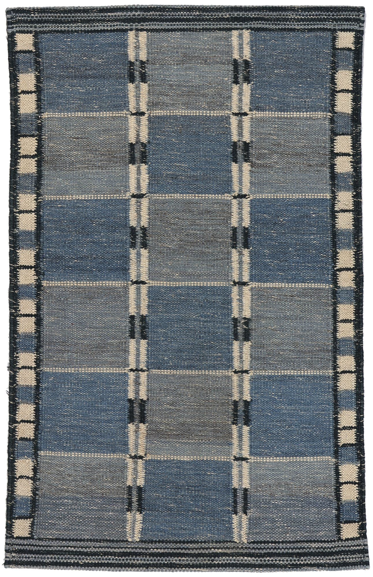 3 x 5 Blue Swedish-Inspired Kilim Rug 30701