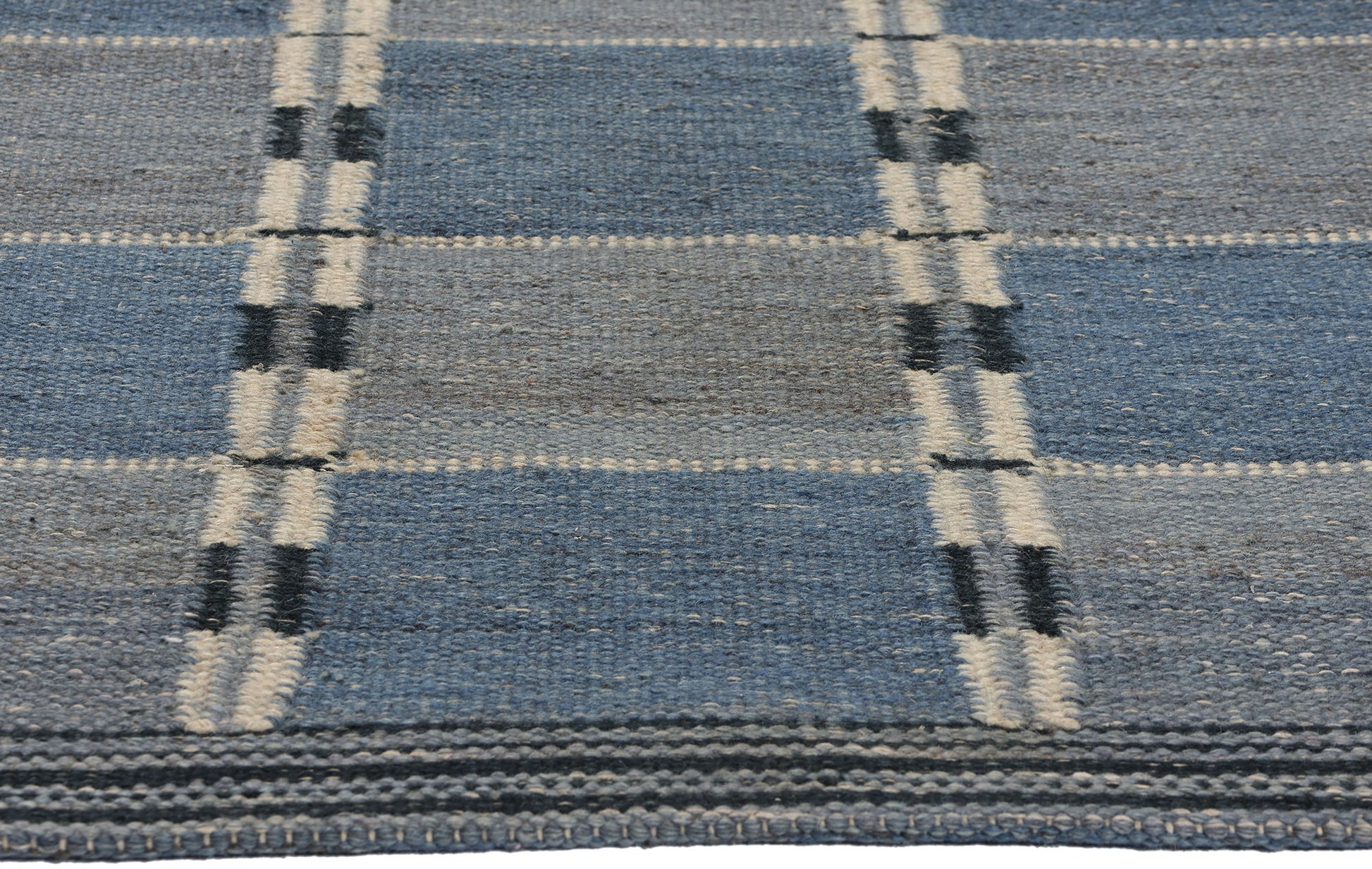 3 x 5 Blue Swedish-Inspired Kilim Rug 30701