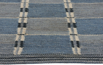 3 x 5 Blue Swedish-Inspired Kilim Rug 30701