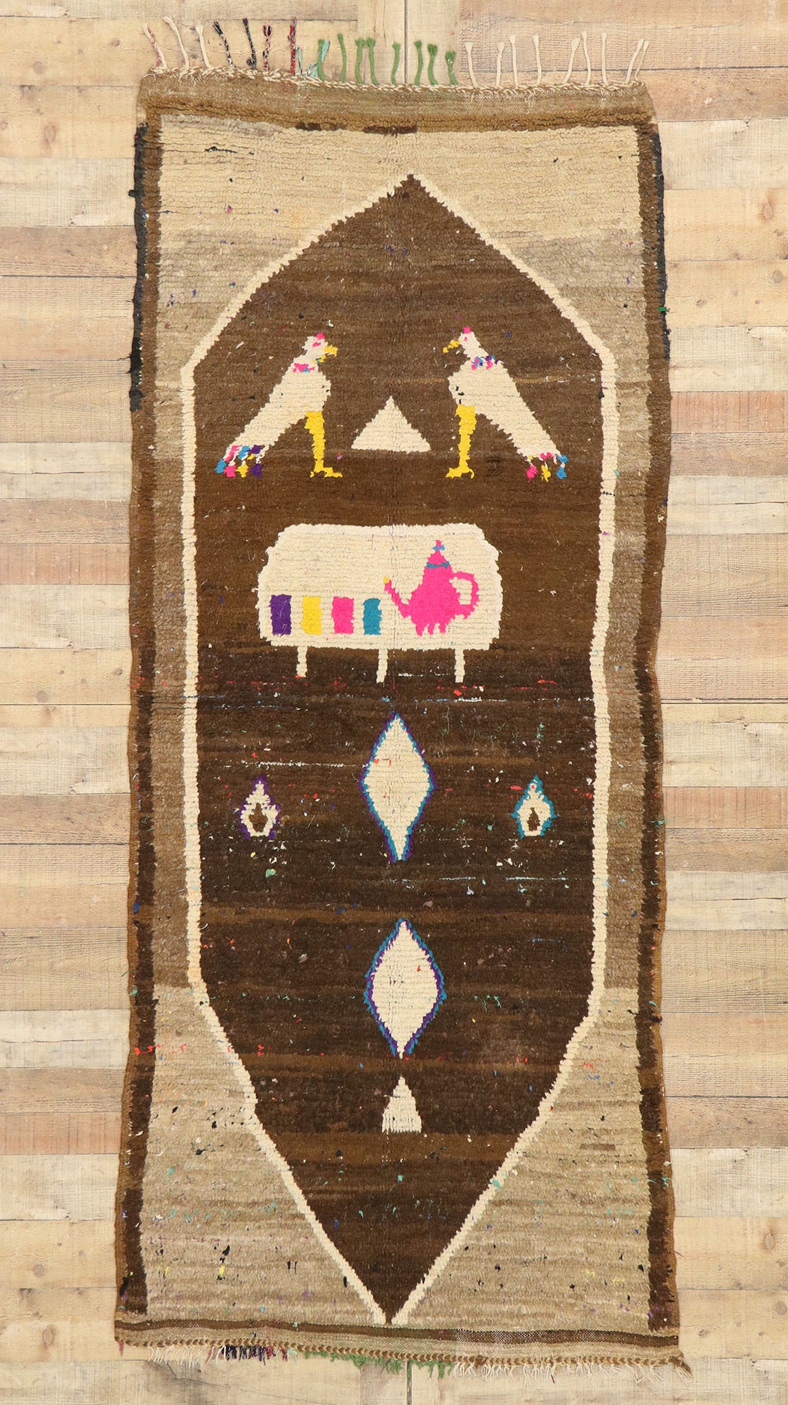 3 x 9 Vintage Brown Moroccan Rug 20582