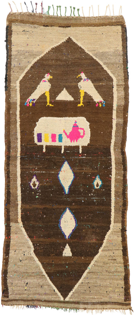 3 x 9 Vintage Brown Moroccan Rug 20582