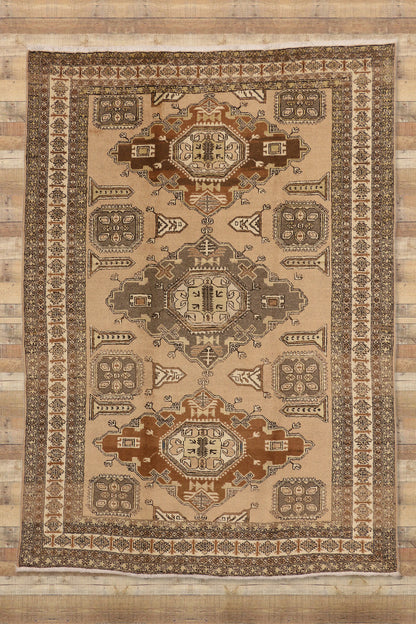 7 x 10 Vintage Brown Persian Ardabil Rug 72037