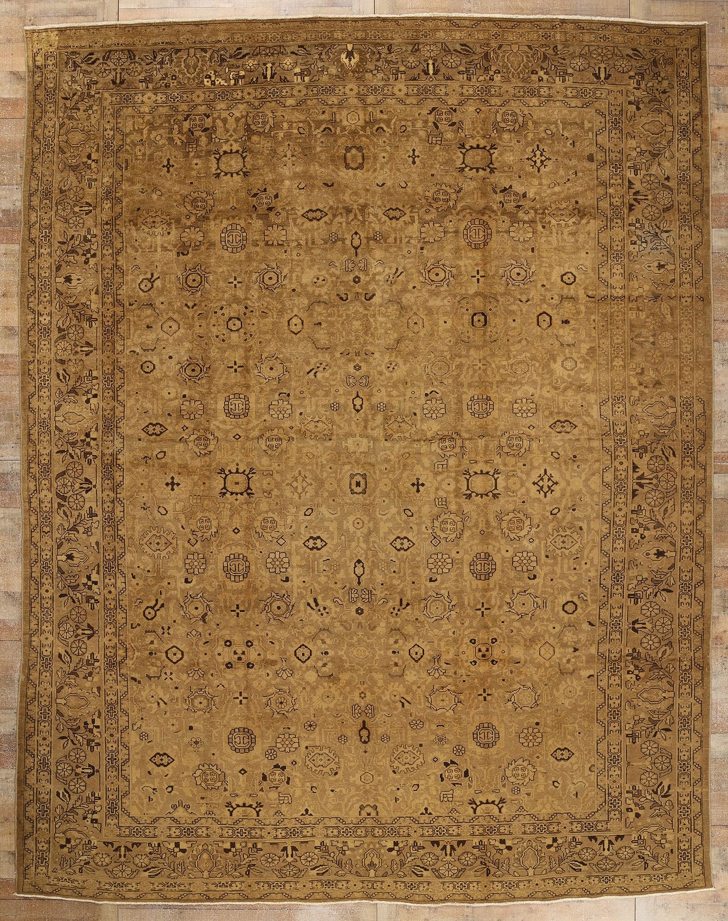 11 x 14 Antique Brown Persian Malayer Rug 78739