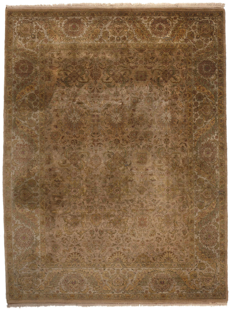 9 x 12 Earth-Tone Vintage Brown Indian Rug 78625