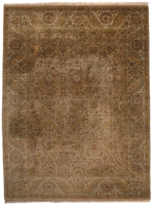 9 x 12 Earth-Tone Vintage Brown Indian Rug 78625
