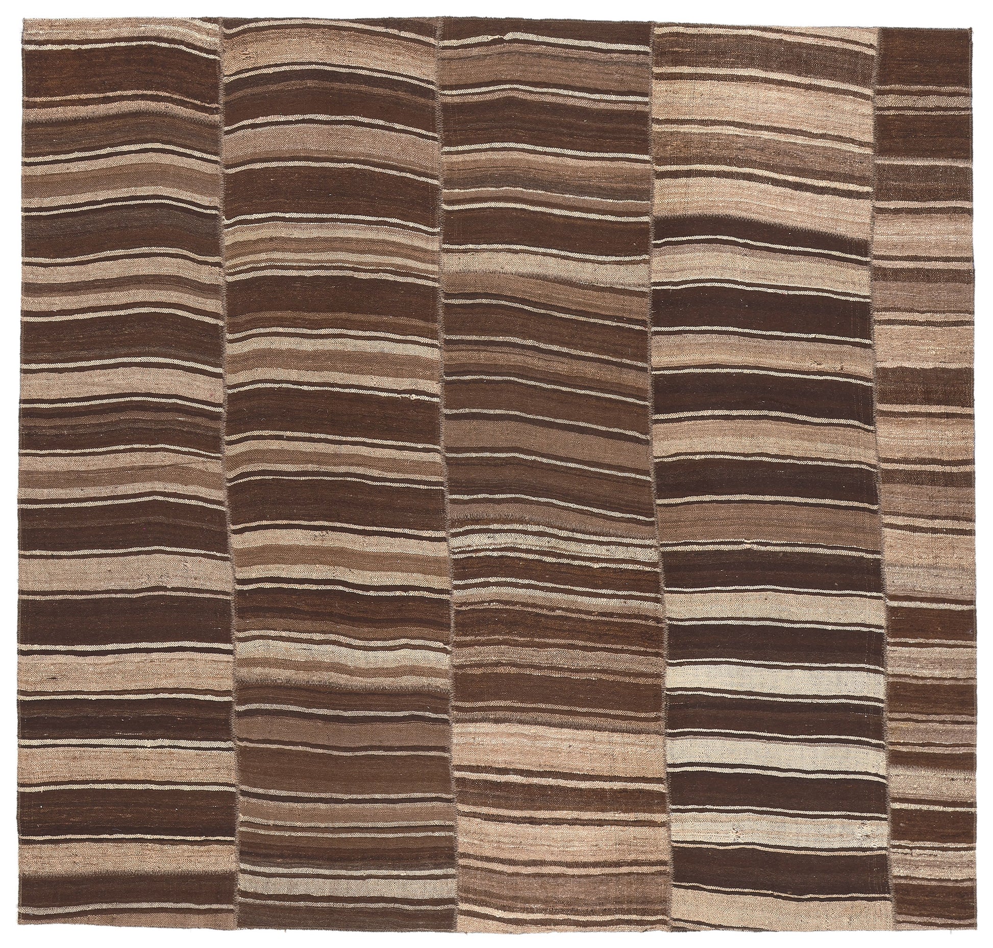 10 x 9 Brown Vintage Striped Turkish Kilim Rug 60634