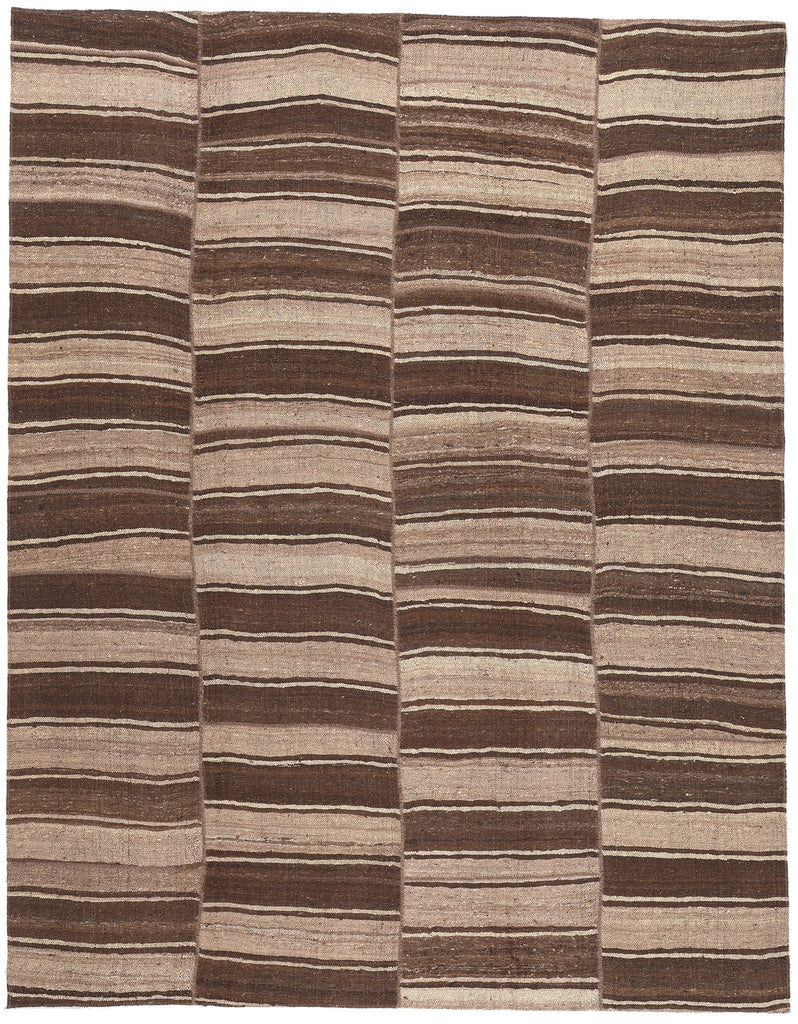 9 x 11 Brown Vintage Striped Turkish Kilim Rug 60638