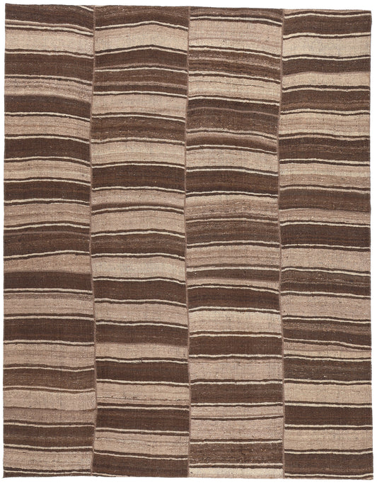 9 x 11 Brown Vintage Striped Turkish Kilim Rug 60638