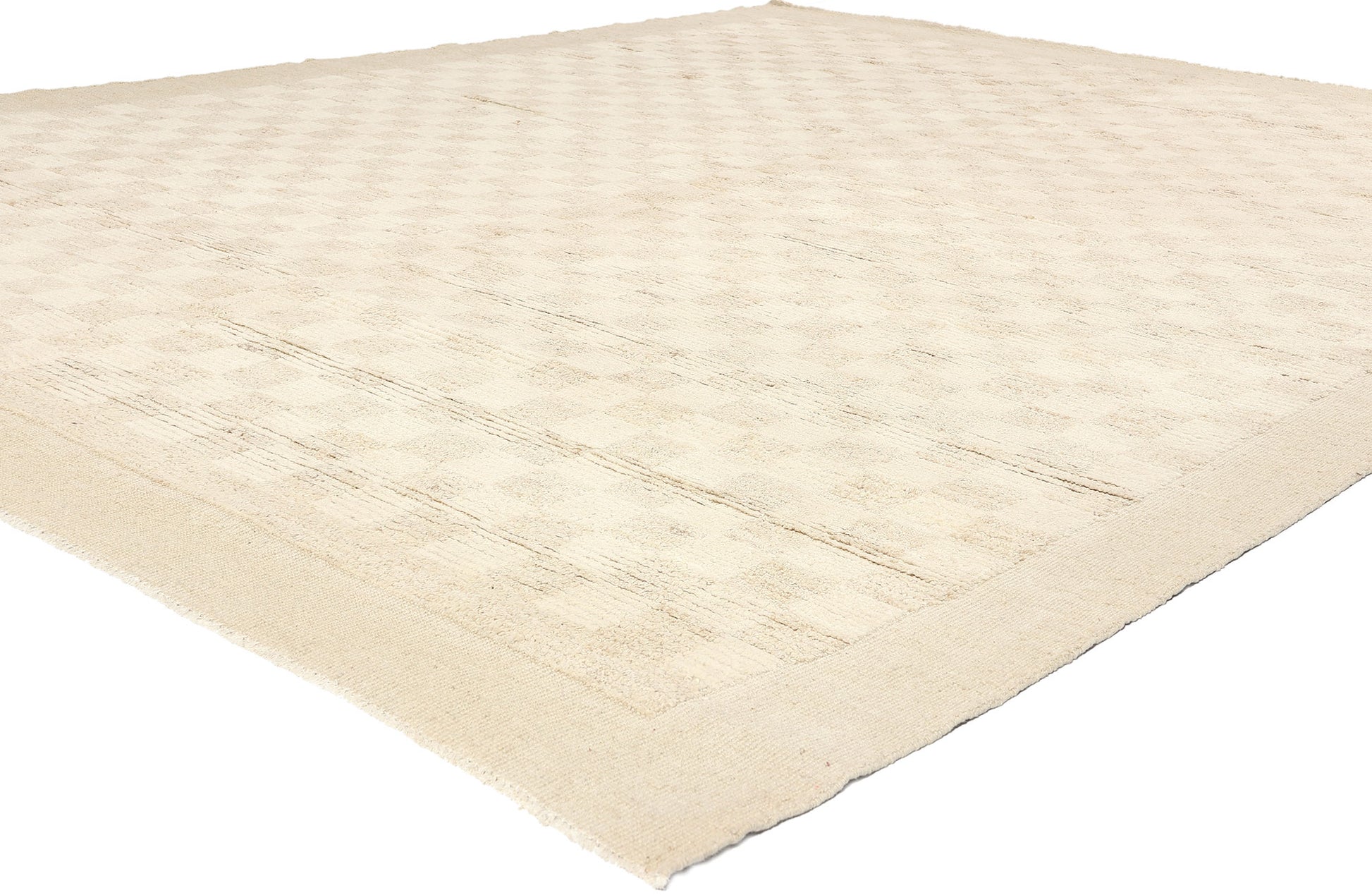 9 x 12 Modern Beige Checkered Moroccan Rug 81071