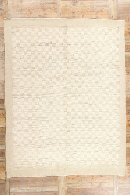 9 x 12 Modern Beige Checkered Moroccan Rug 81071