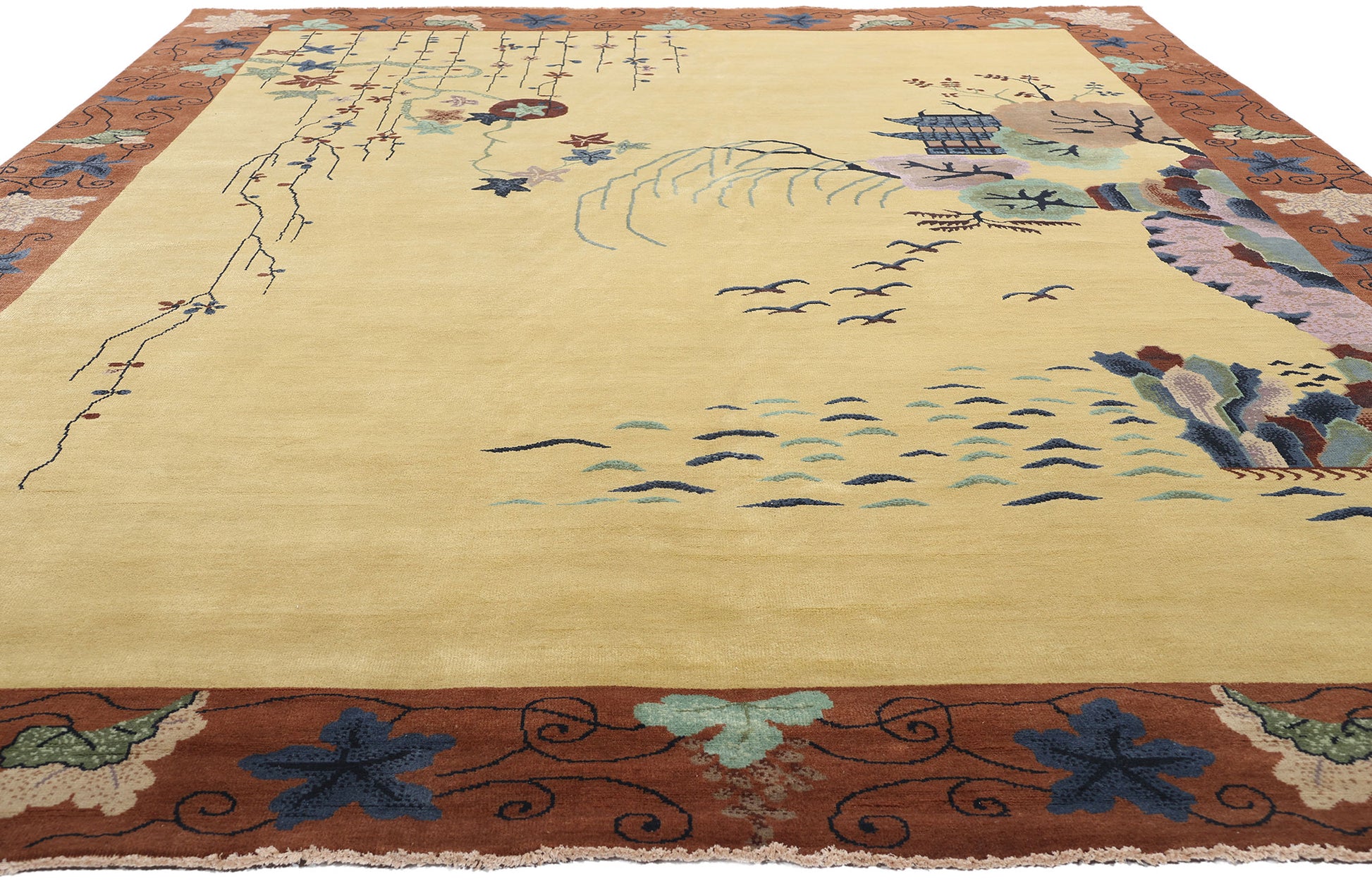 9 x 12 Modern Chinese Art Deco Pictorial Rug 31320