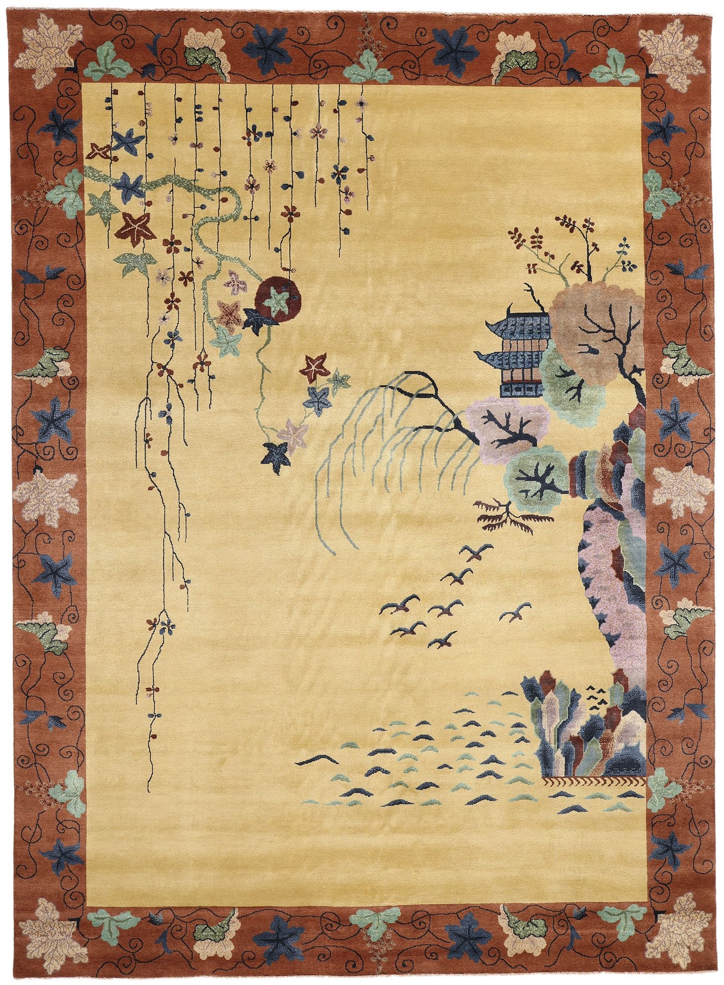 9 x 12 Modern Chinese Art Deco Pictorial Rug 31320