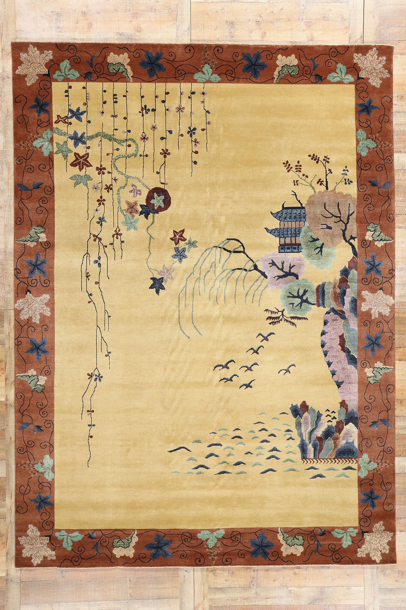 9 x 12 Modern Chinese Art Deco Pictorial Rug 31320