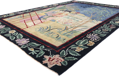 9 x 12 Modern Chinese Art Deco Pictorial Rug 31321