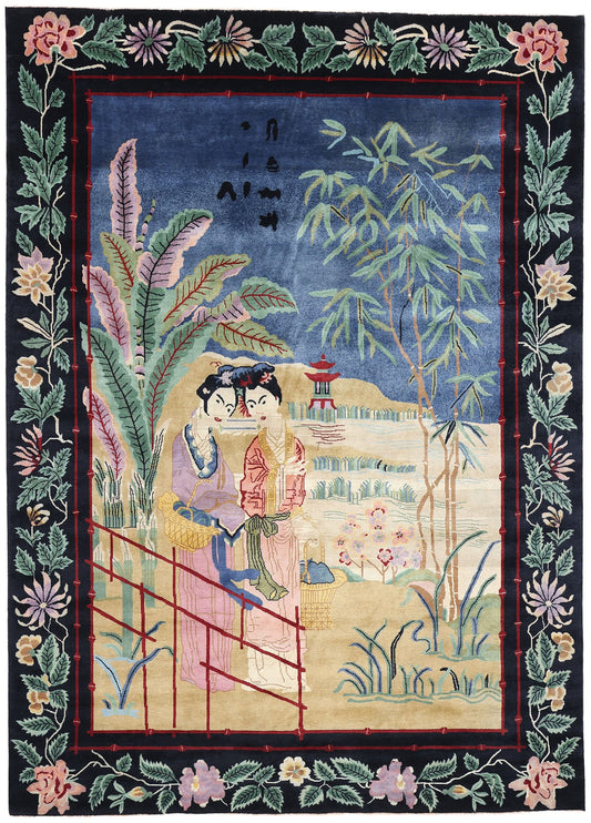 9 x 12 Modern Chinese Art Deco Pictorial Rug 31321