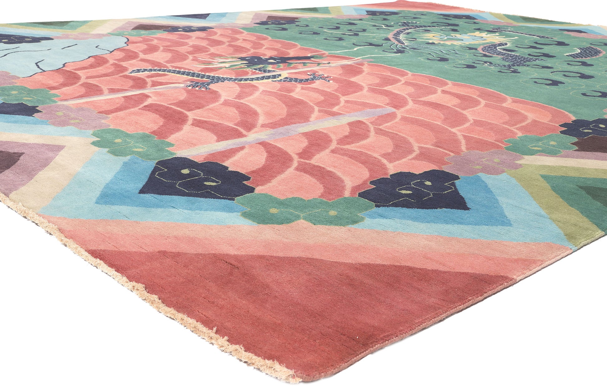 10 x 13 Chinese Art Deco Dragon Rug 30972