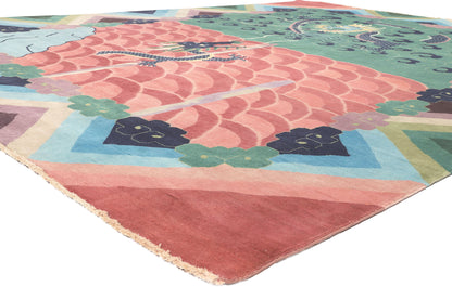 10 x 13 Chinese Art Deco Dragon Rug 30972