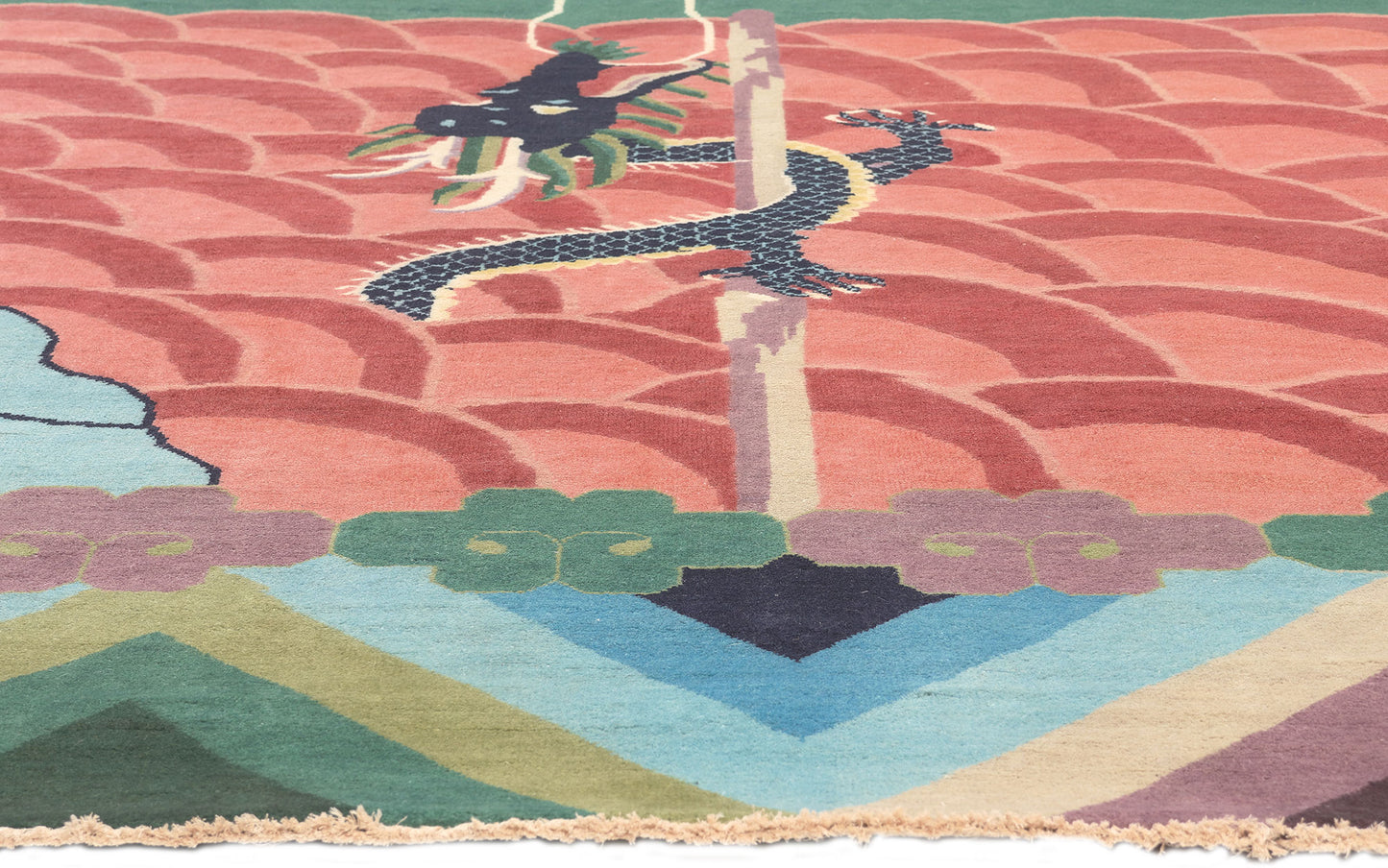 10 x 13 Chinese Art Deco Dragon Rug 30972