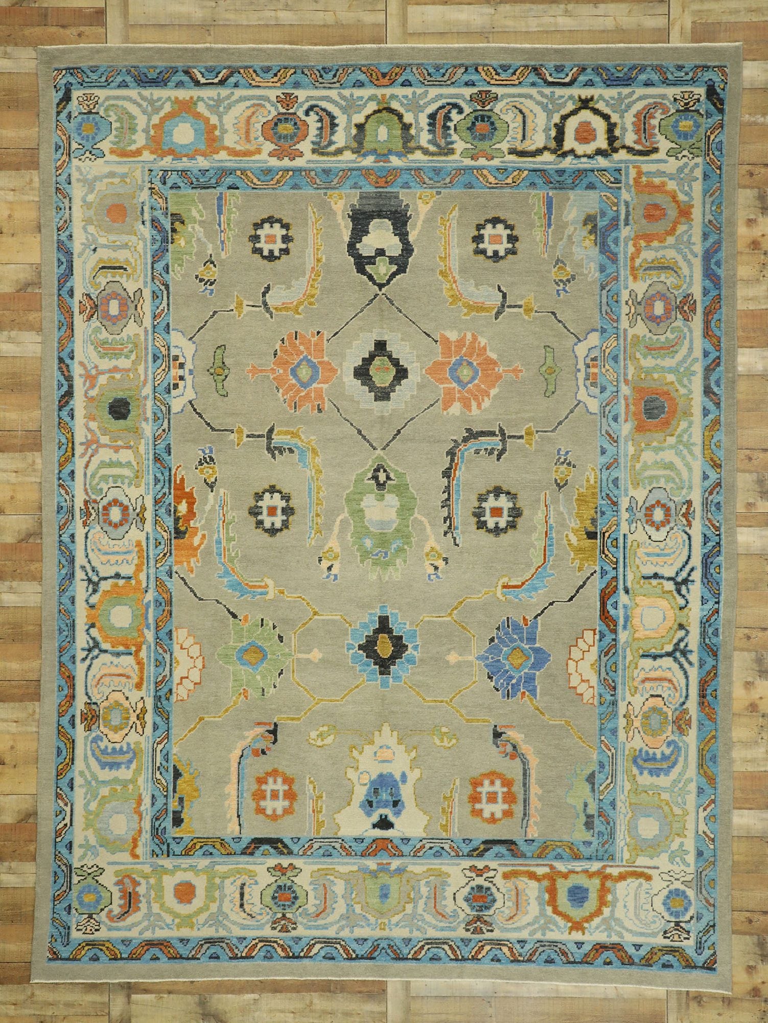 10 x 13 Colorful Turkish Oushak Rug 52798