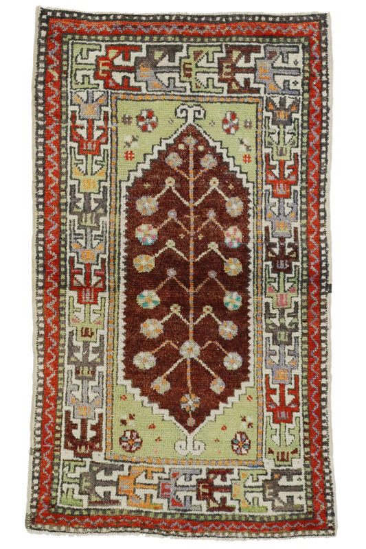 2 x 4 Colorful Vintage Turkish Oushak Rug 51761