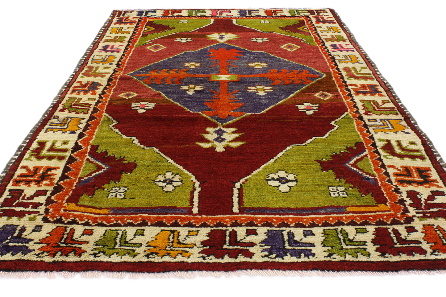 3 x 4 Colorful Vintage Turkish Oushak Rug 51756