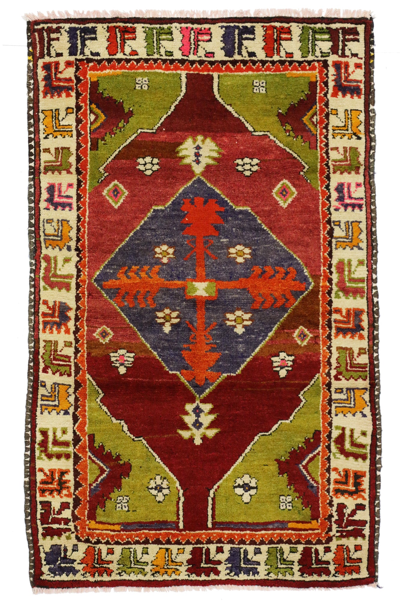 3 x 4 Colorful Vintage Turkish Oushak Rug 51756