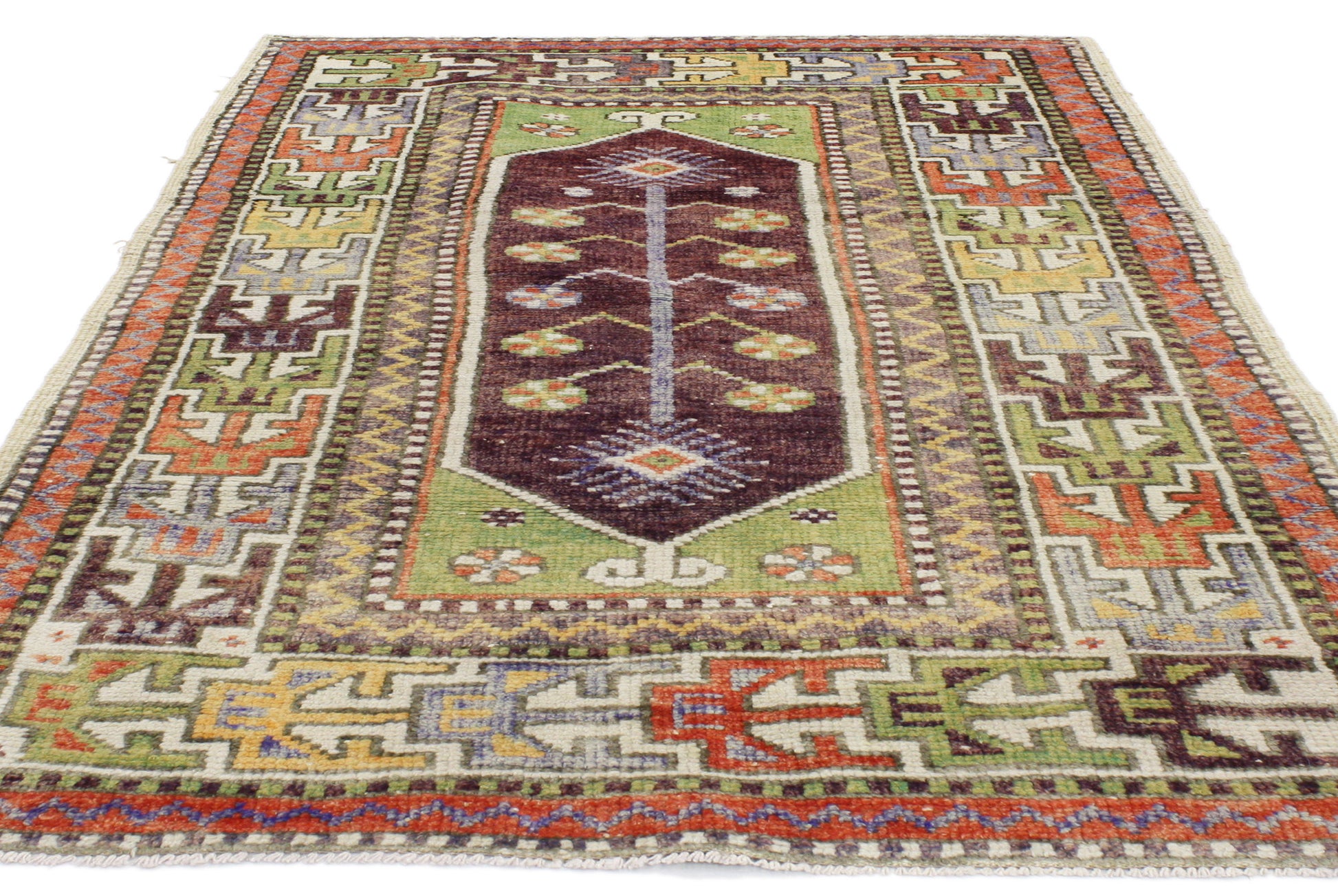 3 x 5 Colorful Vintage Turkish Oushak Rug 51742