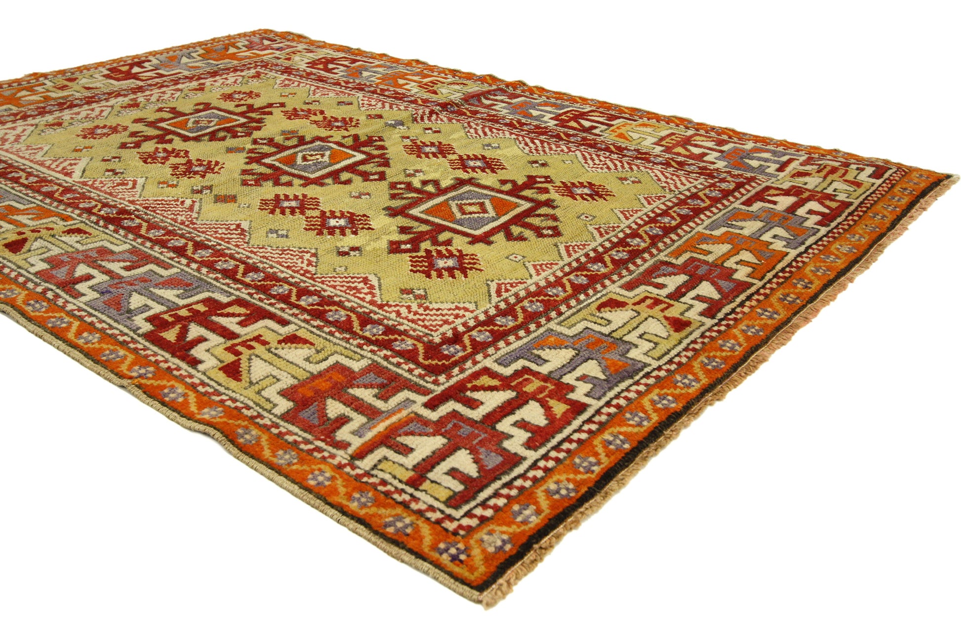 4 x 5 Colorful Vintage Turkish Oushak Rug 73873